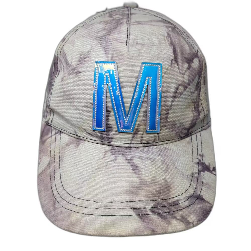 Justice 5 Panel Beige Purple Hat OS Iridescent Embroidered M Adjustable Cap